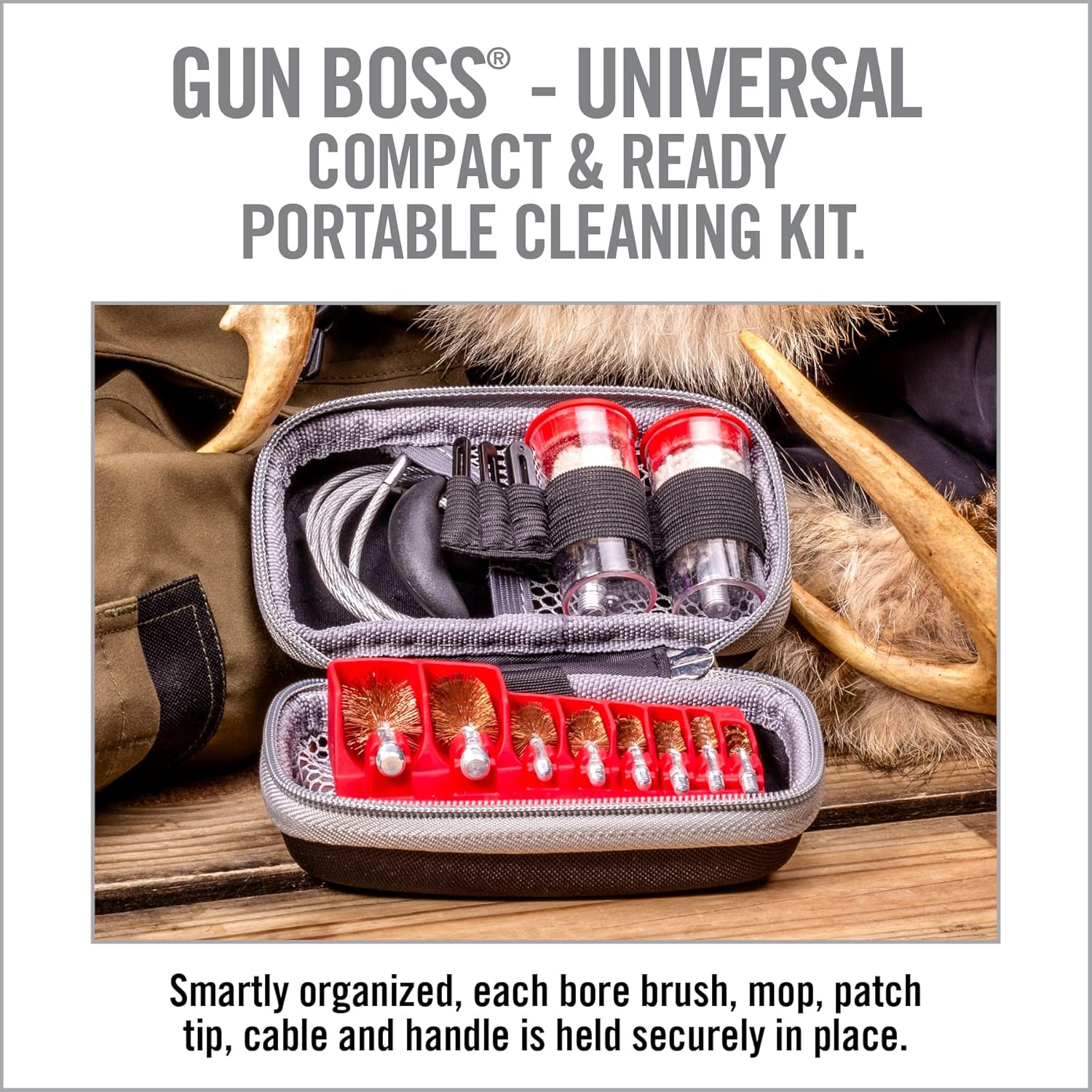 Real Avid Gun Boss Universal Cable 17-Piece Multi Caliber Gun Cleaning Kit for 12 & 20 gauge shotguns