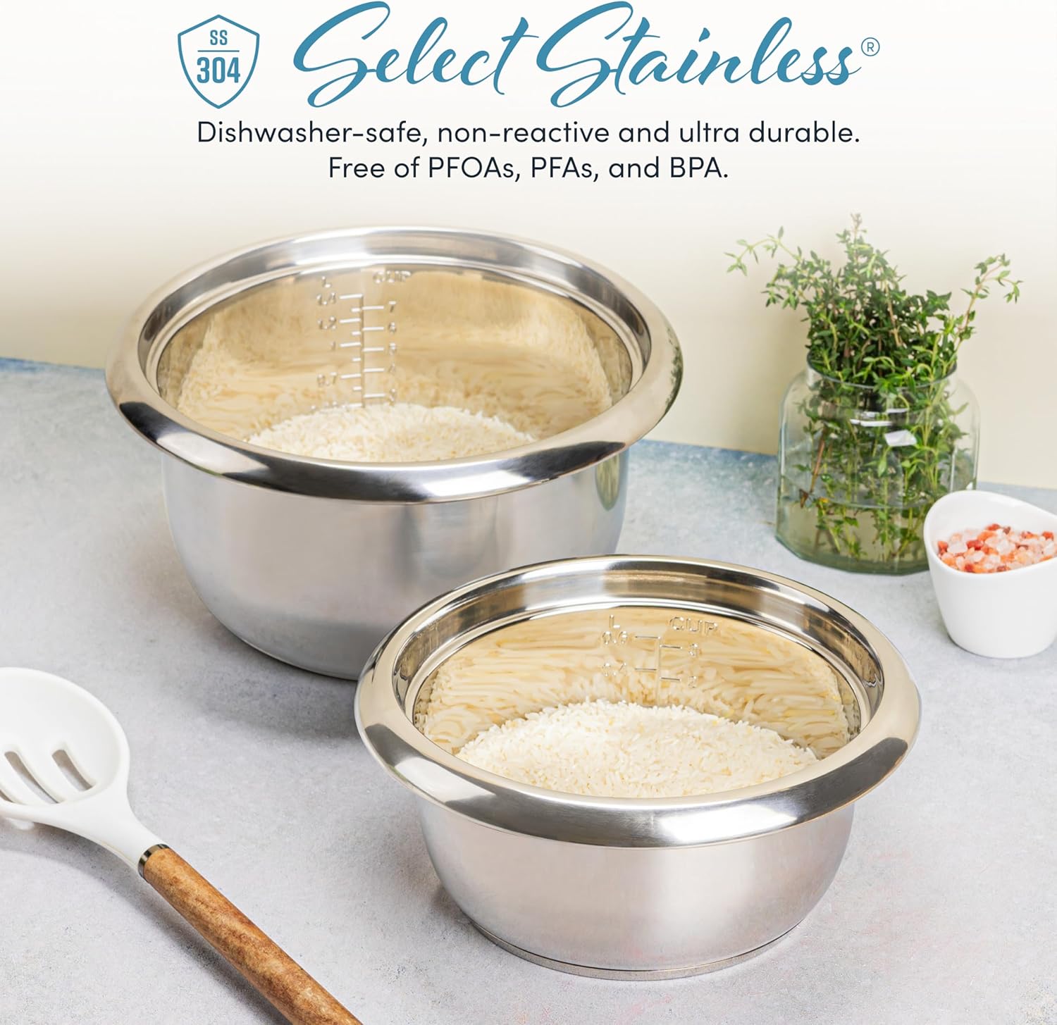 AROMA® Select Stainless® Rice Cooker, 3-Cup (Uncooked) / 6-Cup (Cooked), Stainless Steel Inner Pot, Small Rice Cooker