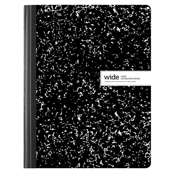 Office Depot® Brand Composition Books, 7-1/2" x 9-3/4", Wide Ruled, 100 Sheets, Black/White, Pack Of 12 Notebooks