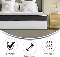 FLASH FURNITURE Capri Comfortable Sleep 12" Hybrid Pocket Spring and Foam Mattress in a Box
