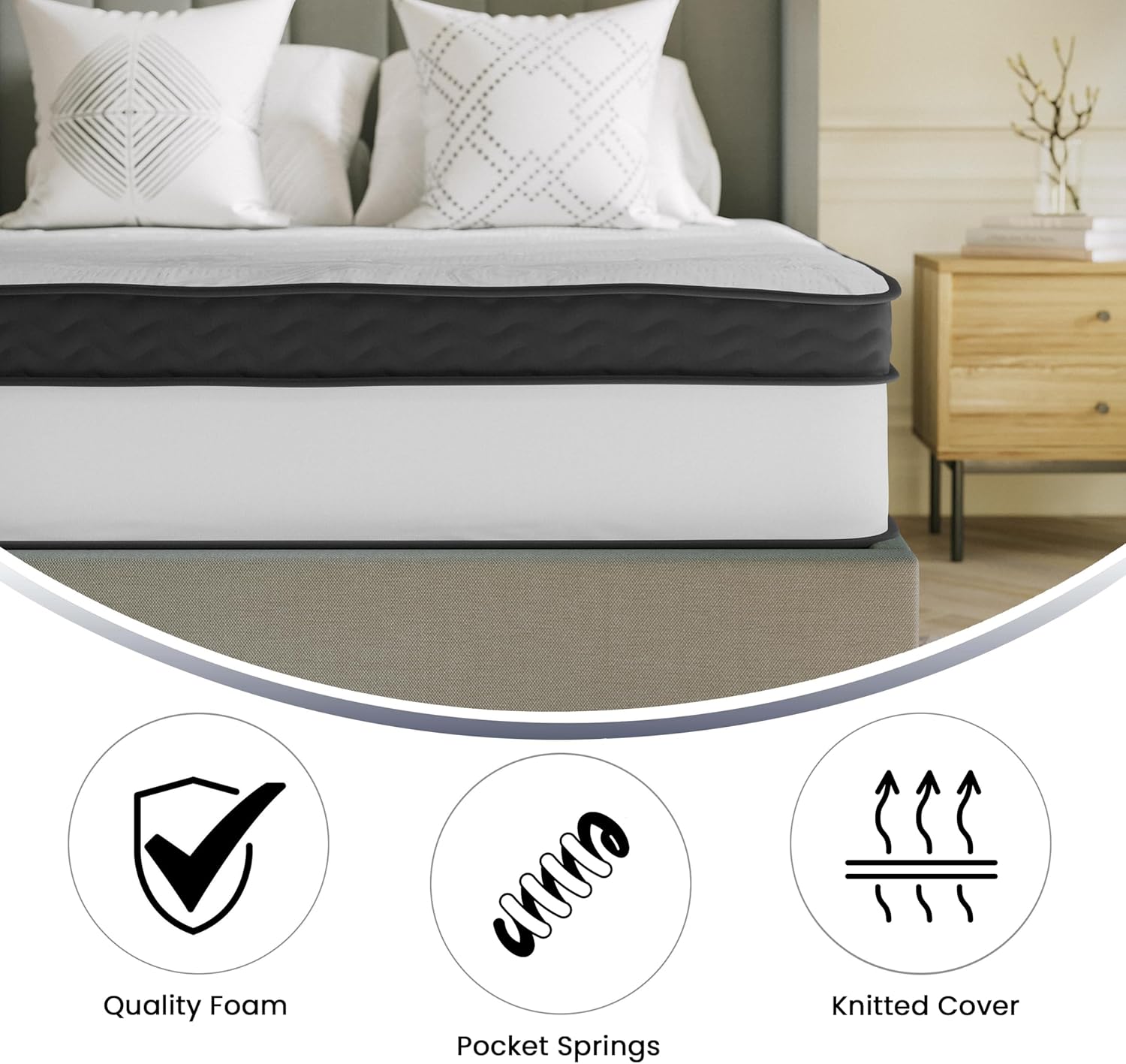 FLASH FURNITURE Capri Comfortable Sleep 12" Hybrid Pocket Spring and Foam Mattress in a Box