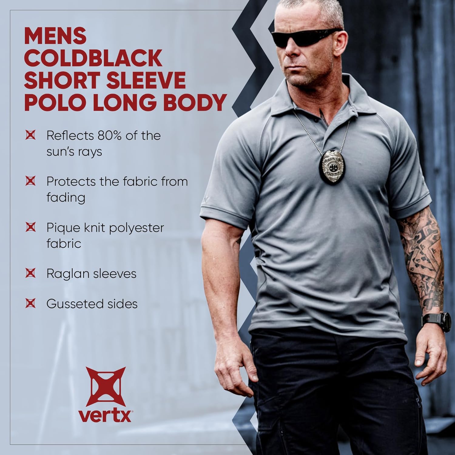 VERTX Men's Tactical Polo Shirt with Coldblack Technology