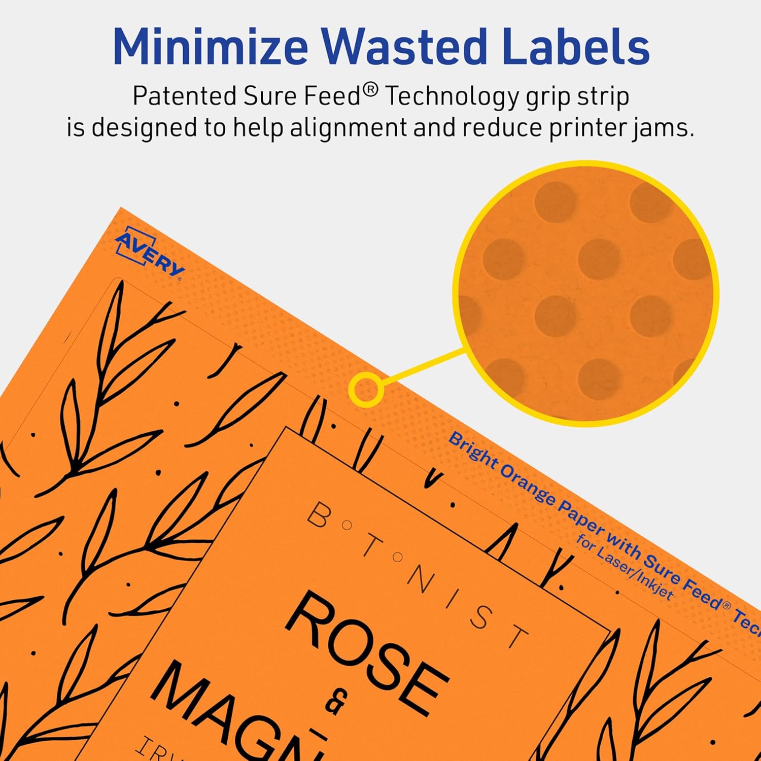 Avery Printable Rectangle Labels, Sure Feed Technology, 4.75 x 7.75, Bright Orange, Print-to-The-Edge, Laser/Inkjet Printable