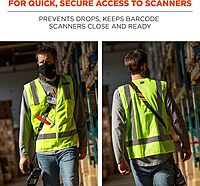 Ergodyne Squids 3137 Barcode Scanner Padded Harness, Sling Style, Tethering Lanyard for Bar Code Scanners , Black Padded Barcode Scanner Sling Lanyard