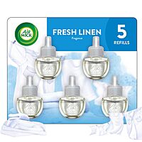 AIR WICK Plug in Scented Oil Refills, Fresh Linen, 5 pack