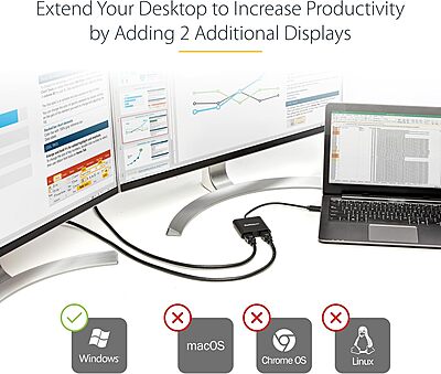 StarTech.com USB to Dual HDMI Adapter for Windows