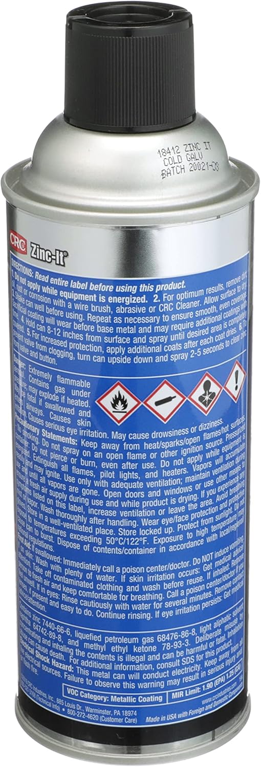 CRC Zinc-It Instant Cold Galvanize Zinc Rich Galvanize Coating 18412– 13 Wt Oz
