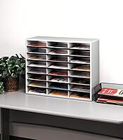 Fellowes 25041 Literature Organizer - 24 Compartment, Letter, Dove Gray