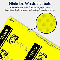 Avery Neon Yellow Rectangle Labels, 2 x 3.75 in, Sure Feed, Print-to-the-Edge