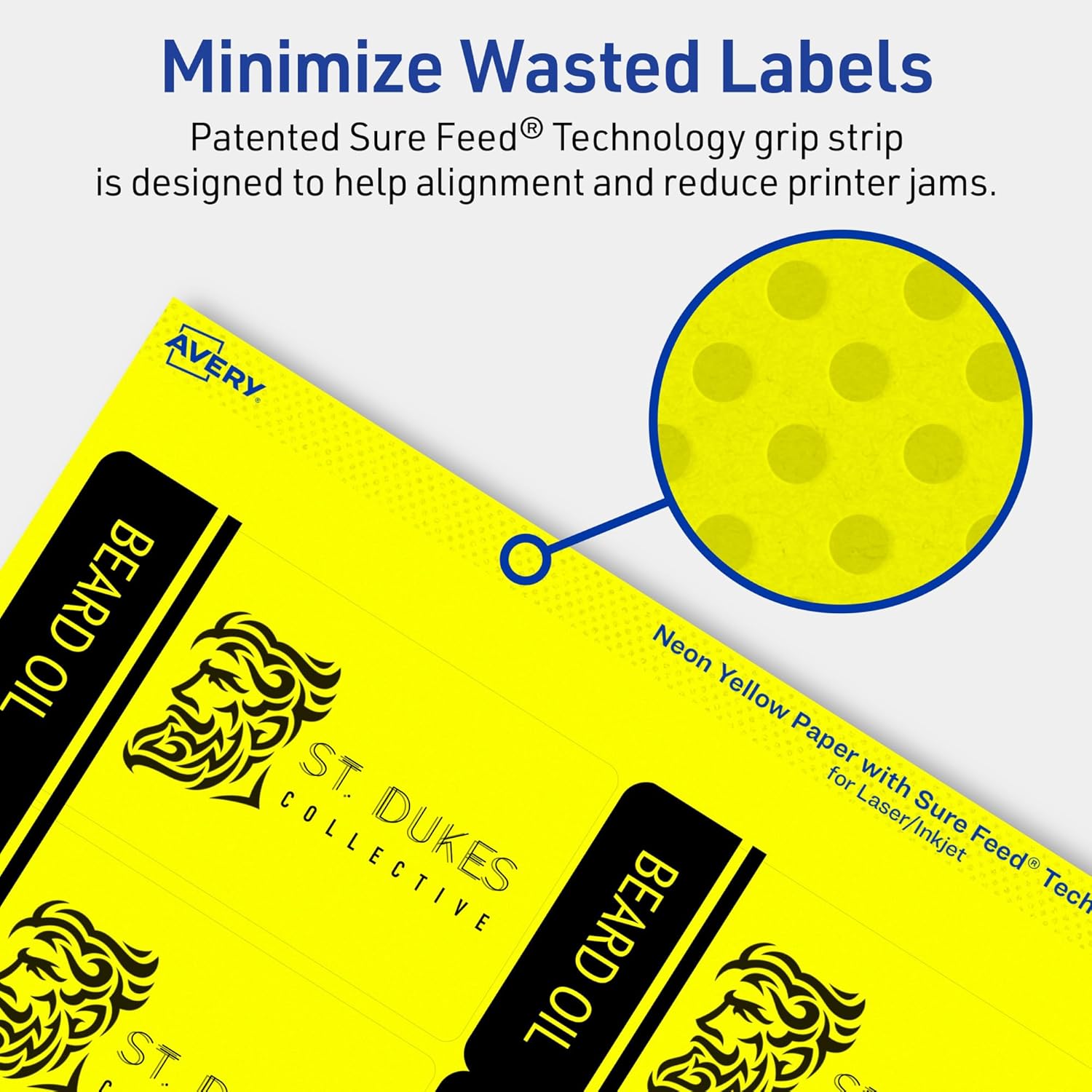 Avery Neon Yellow Rectangle Labels, 2 x 3.75 in, Sure Feed, Print-to-the-Edge