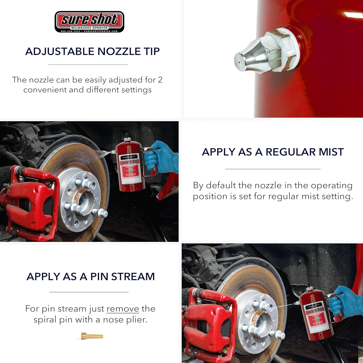 Sure Shot A1000R 1 Quart Enameled Steel Sprayer, Red