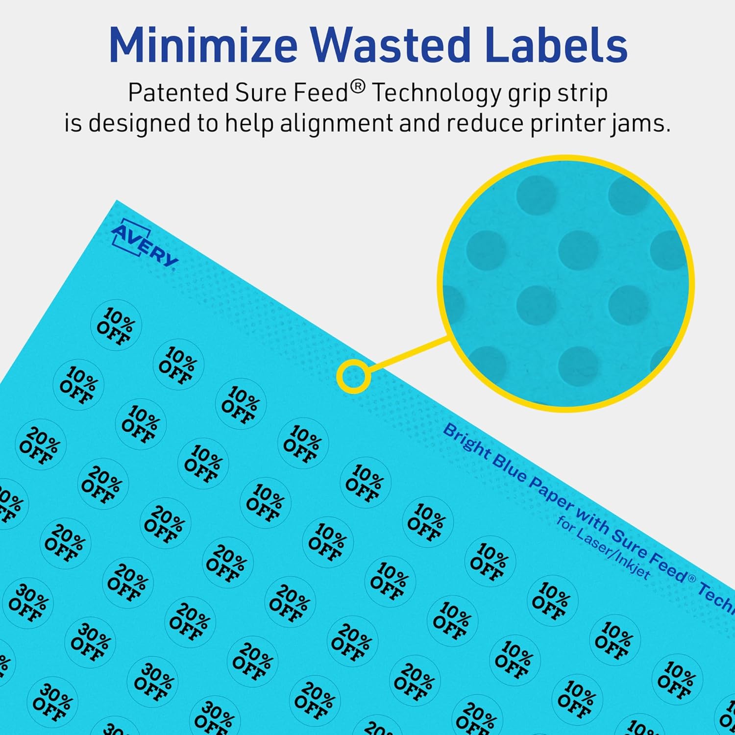 AVERY Printable Round Labels, Sure Feed Technology, 1/2" Diameter, Bright Blue, Print-to-the-Edge, Laser/Inkjet