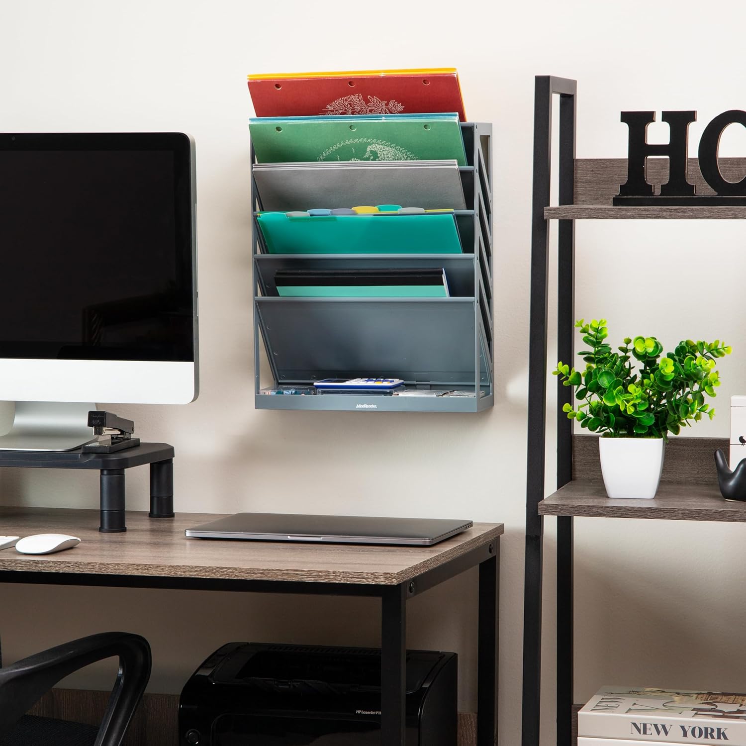 Mind Reader 5-Tier Vertical File Holder, Desktop Organizer, Wall Mount