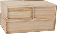 MARTHA STEWART Weston Stackable Wooden Storage Boxes with Pullout Drawers, Paulownia Wood Organizers
