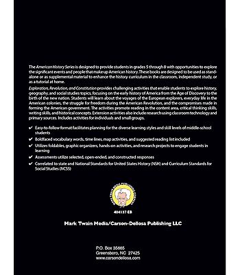 Mark Twain American History Workbook, Grades 6-12, Exploration, American Revolution, and Constitution, 13 Original US Colonies, and Declaration of ... (American History Series) (Volume 4)