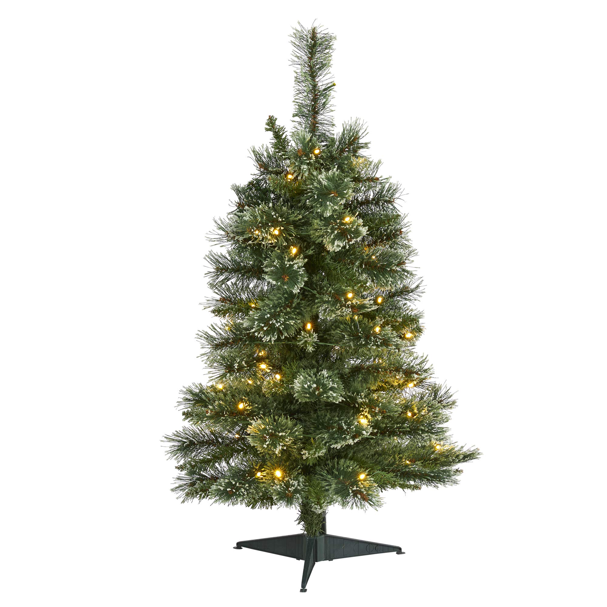 Nearly Natural 3ft. Wisconsin Slim Snow Tip Pine Artificial Christmas Tree with 50 Clear LED Lights