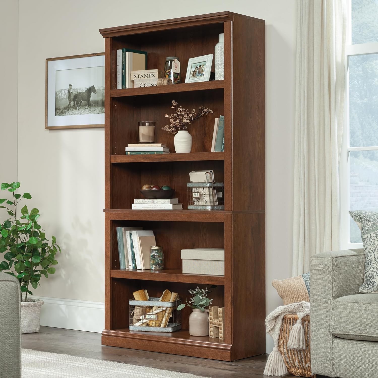 Sauder Select 5-Shelf Engineered Wood Bookcase