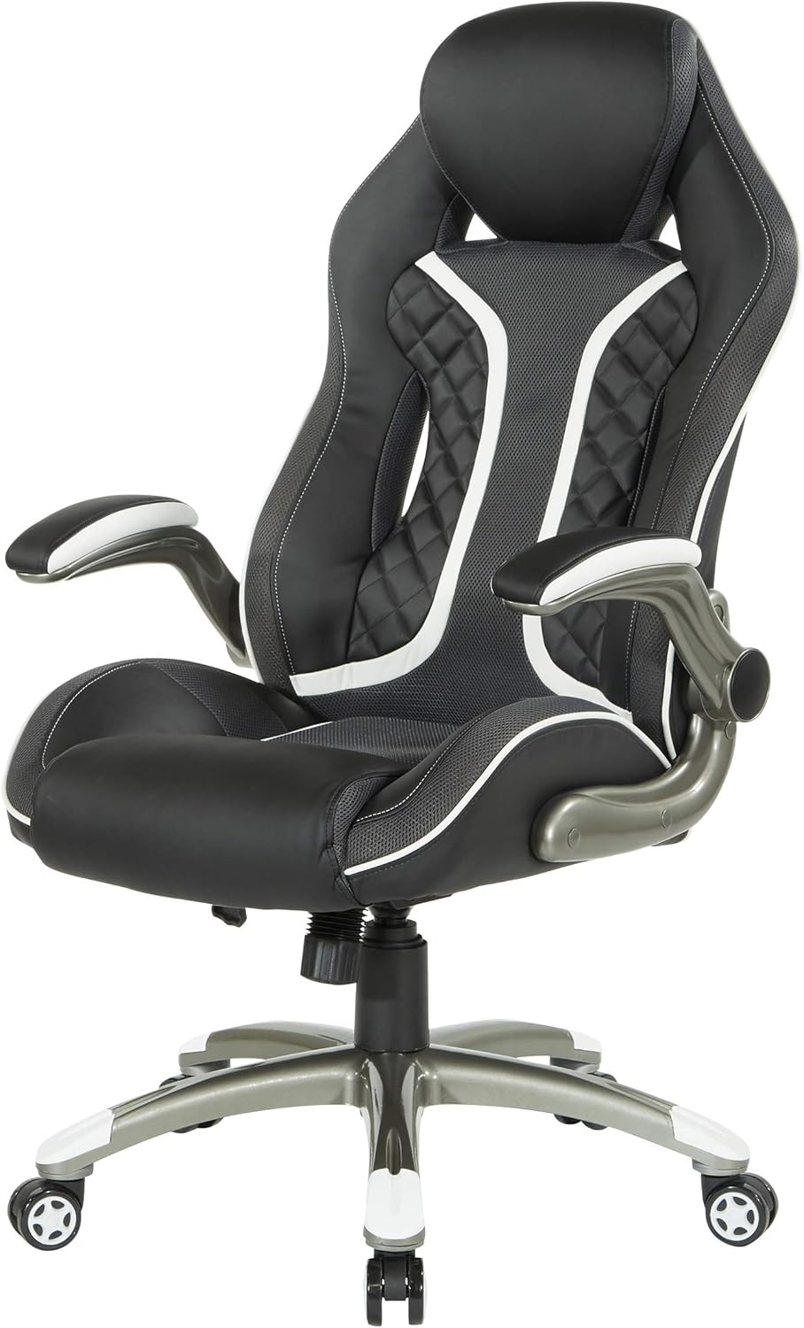 OSP Home Furnishings Xplorer 51 Ergonomic Adjustable High Back Gaming Chair with Lumbar Support and Padded Flip Arms