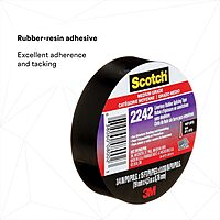 3M 2242 Linerless Electrical Rubber Insulating Tape, 3/4 in x 15 ft, Black
