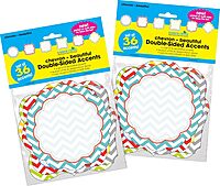Barker Creek Double-Sided Cut-Outs 2-Pack, Beautiful Chevron, 72 Colorful Accents for Bulletin Boards, Displays, Classrooms