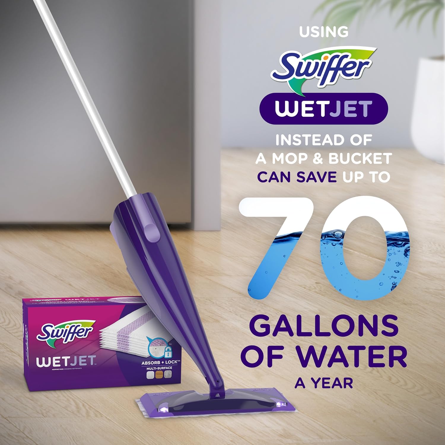 Swiffer WetJet Hardwood Floor Cleaner Spray Mop Pad Refill, Bathroom Cleaning Supplies, Hardwood Floor Cleaner