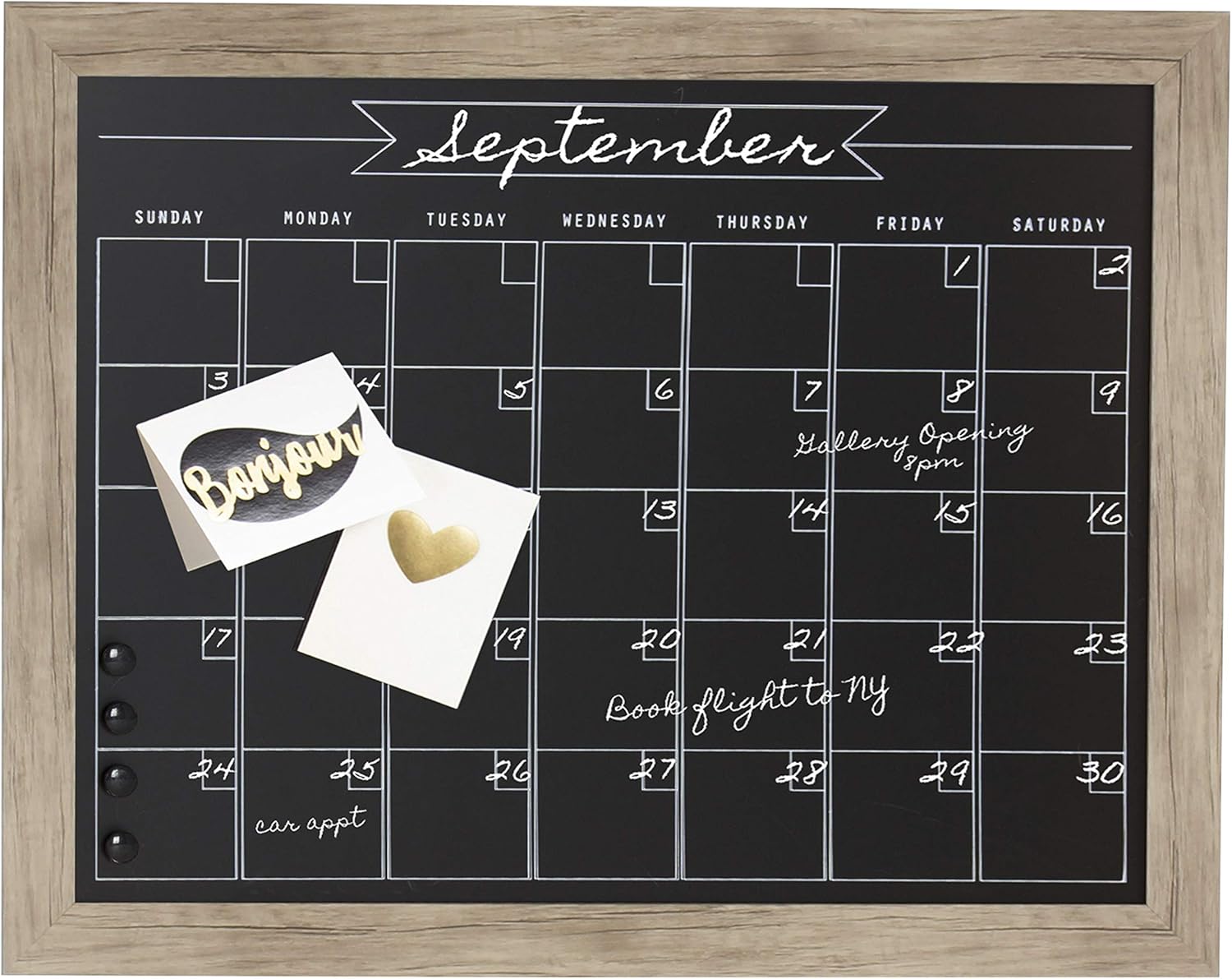 DesignOvation Beatrice Framed Magnetic Chalkboard Monthly Calendar
