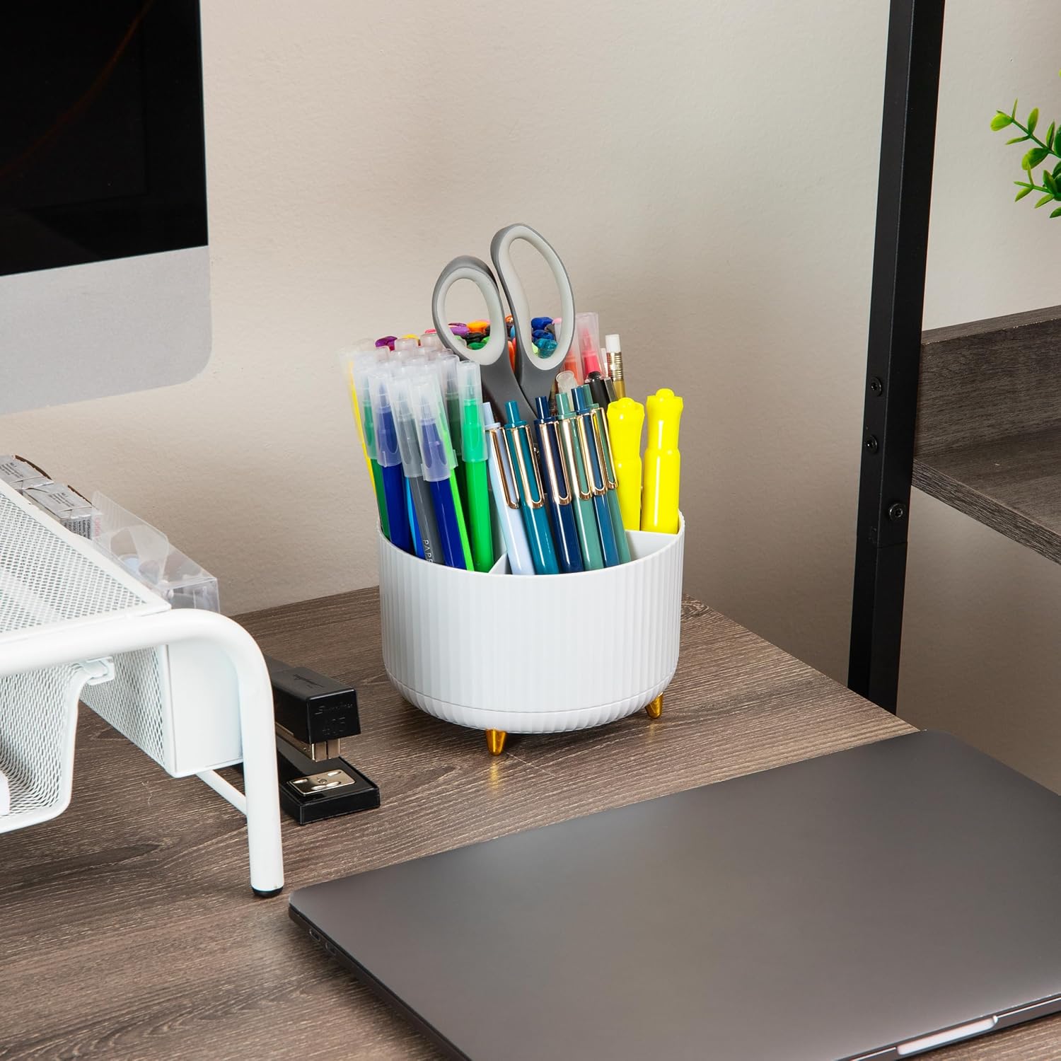 Mind Reader Rotating Pen Cup Accessory Holder Desktop Organizer