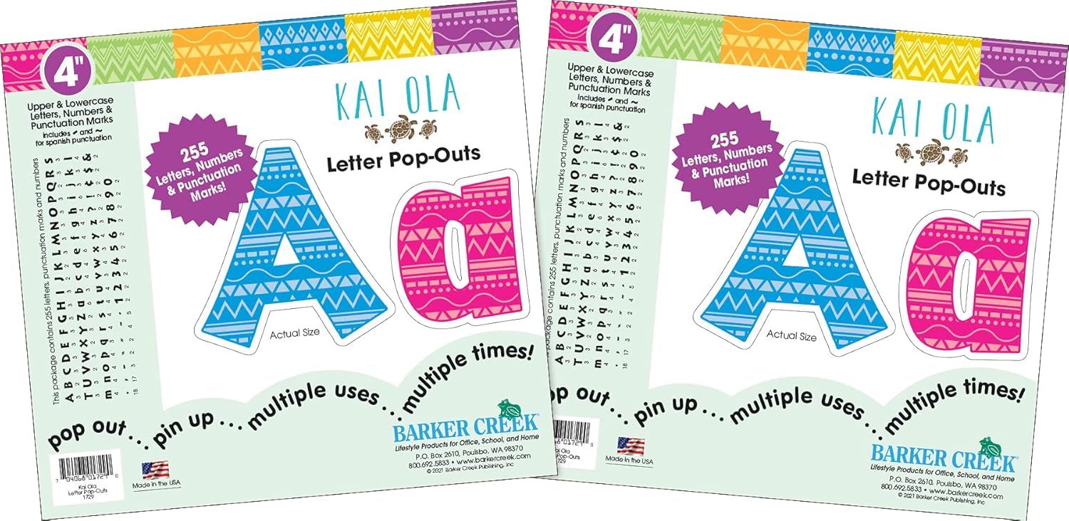 BARKER CREEK 4" Letter Pop-Outs 2-Pack, Kai Ola, Jazz Up Your Bulletin Boards with These Colorful Letters