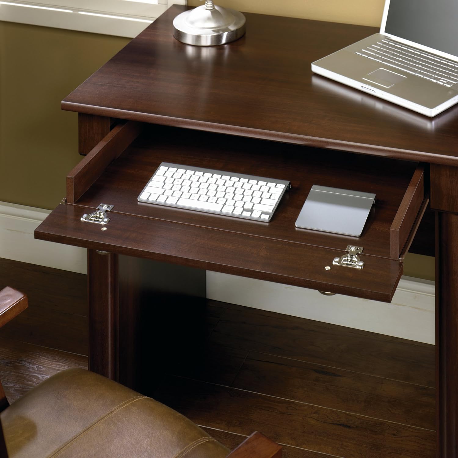 Sauder Palladia Computer Desk with Drawers, Home Office Desk with File Cabinet Storage Drawer - Management, Keyboard Tray