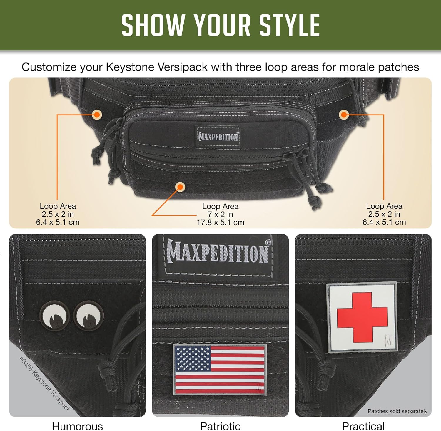 Maxpedition Keystone Versipack (14” x 6” x 6”) Tactical Crossbody Fanny Pack for Everyday Carry (Black) 0456B