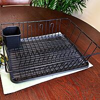 Better Chef 3-Piece 16-inch Dish Rack With Drainer, Black