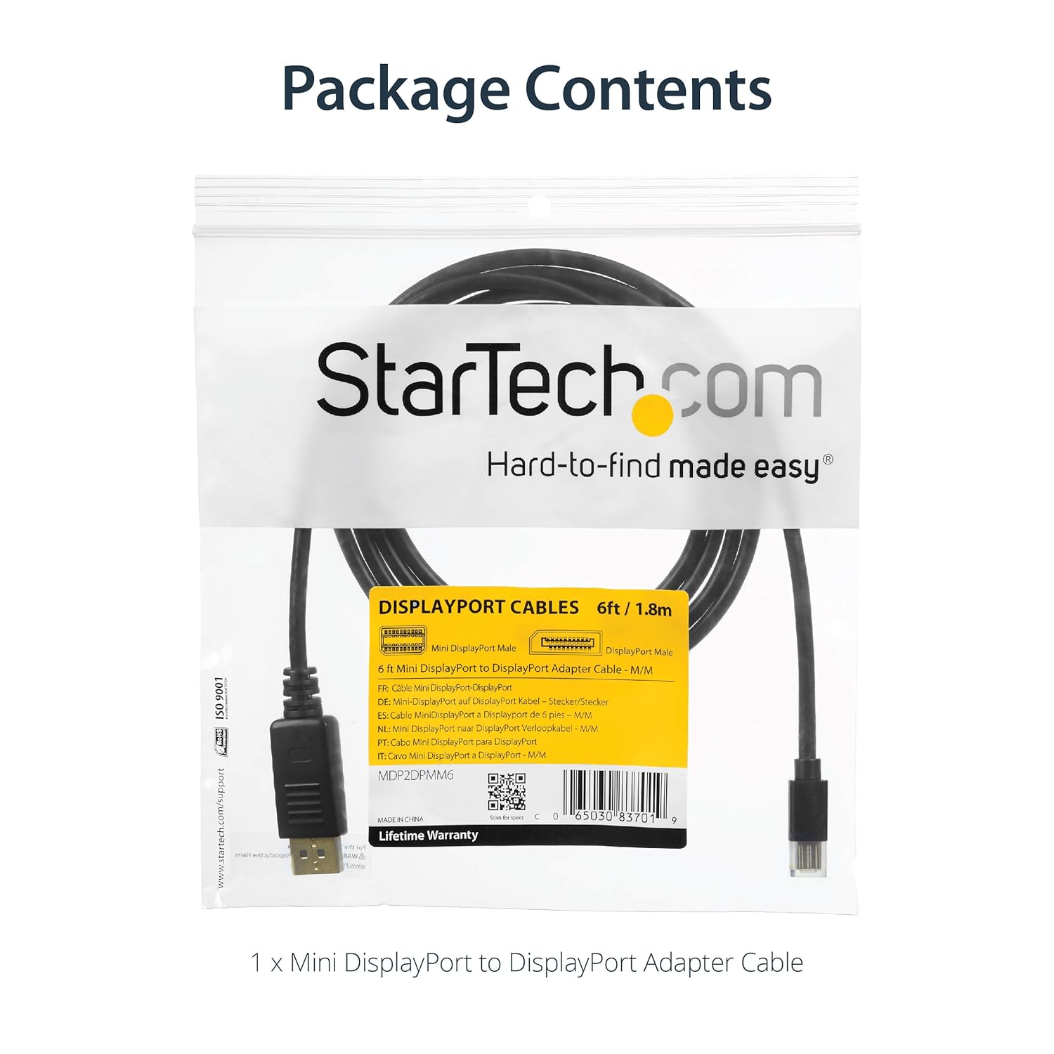 StarTech.com Mini DisplayPort to DisplayPort 1.2 Cable