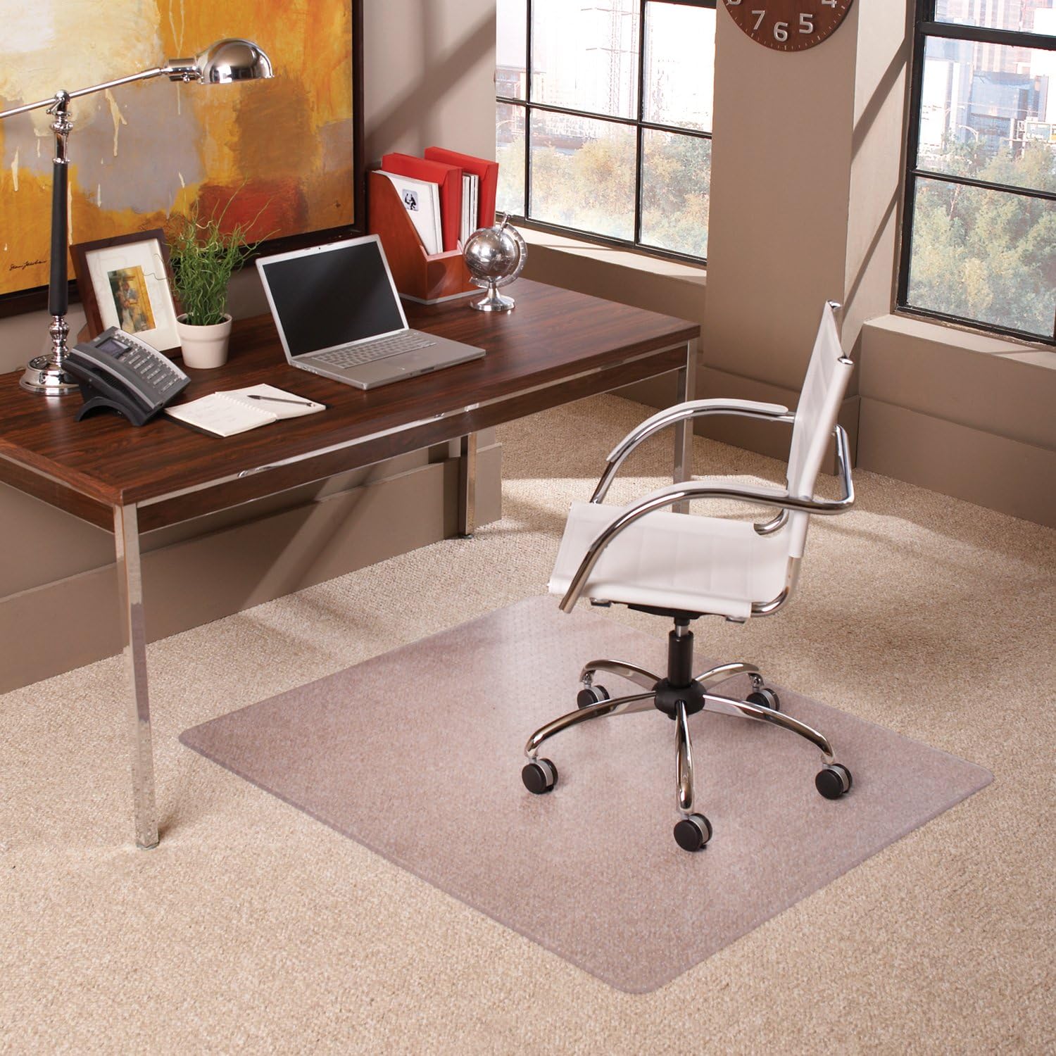 ES Robbins 128381 EverLife AnchorBar Chairmat, Rectangle 46 x 60, Beveled Crystal Edge, 1 Each
