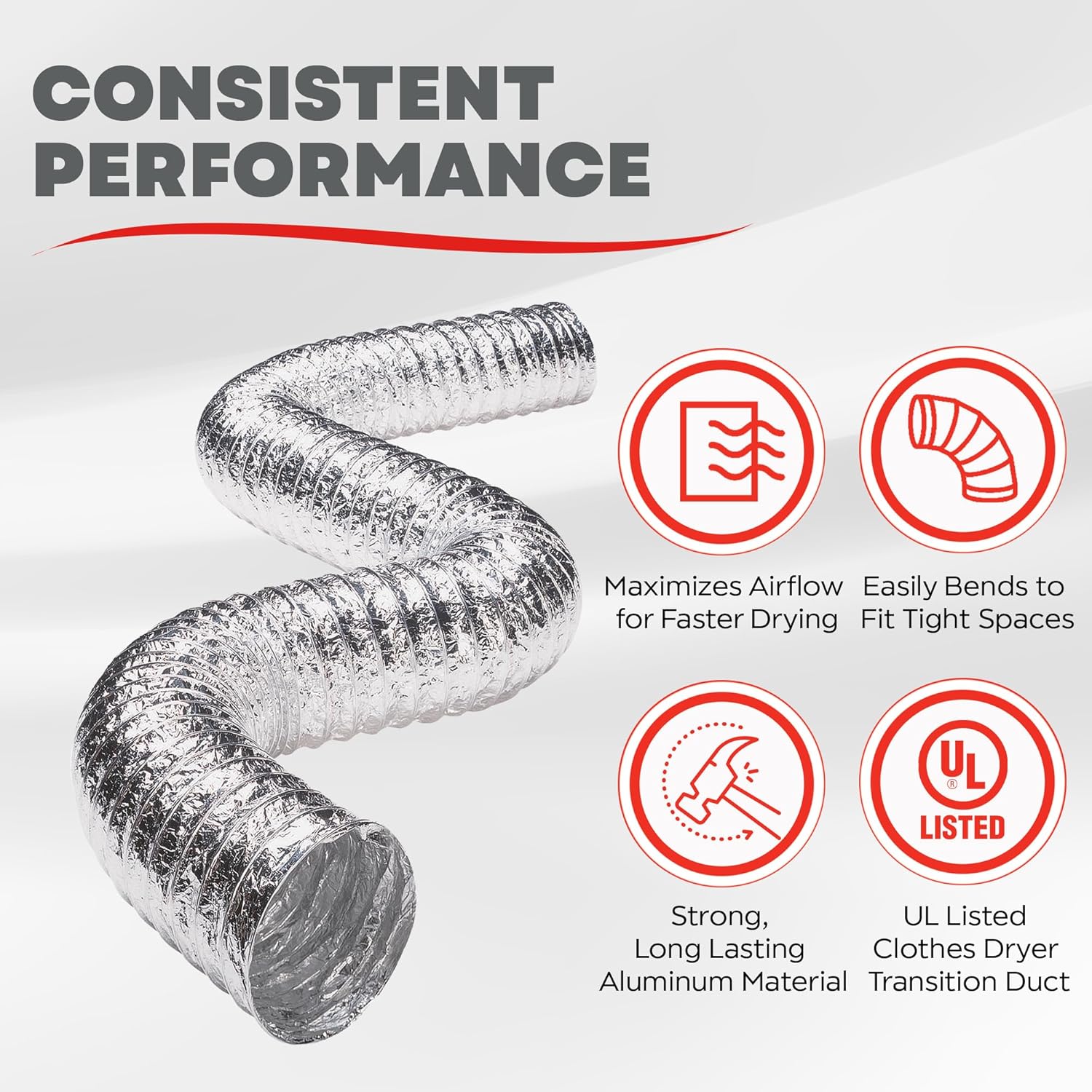 DEFLECTO Supurr-Flex 5-Ply 4in Aluminum Dryer Vent Duct