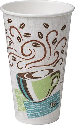 Dixie PerfecTouch Insulated Paper Hot Cups, 16 oz, Coffee Haze Design - 50 Count