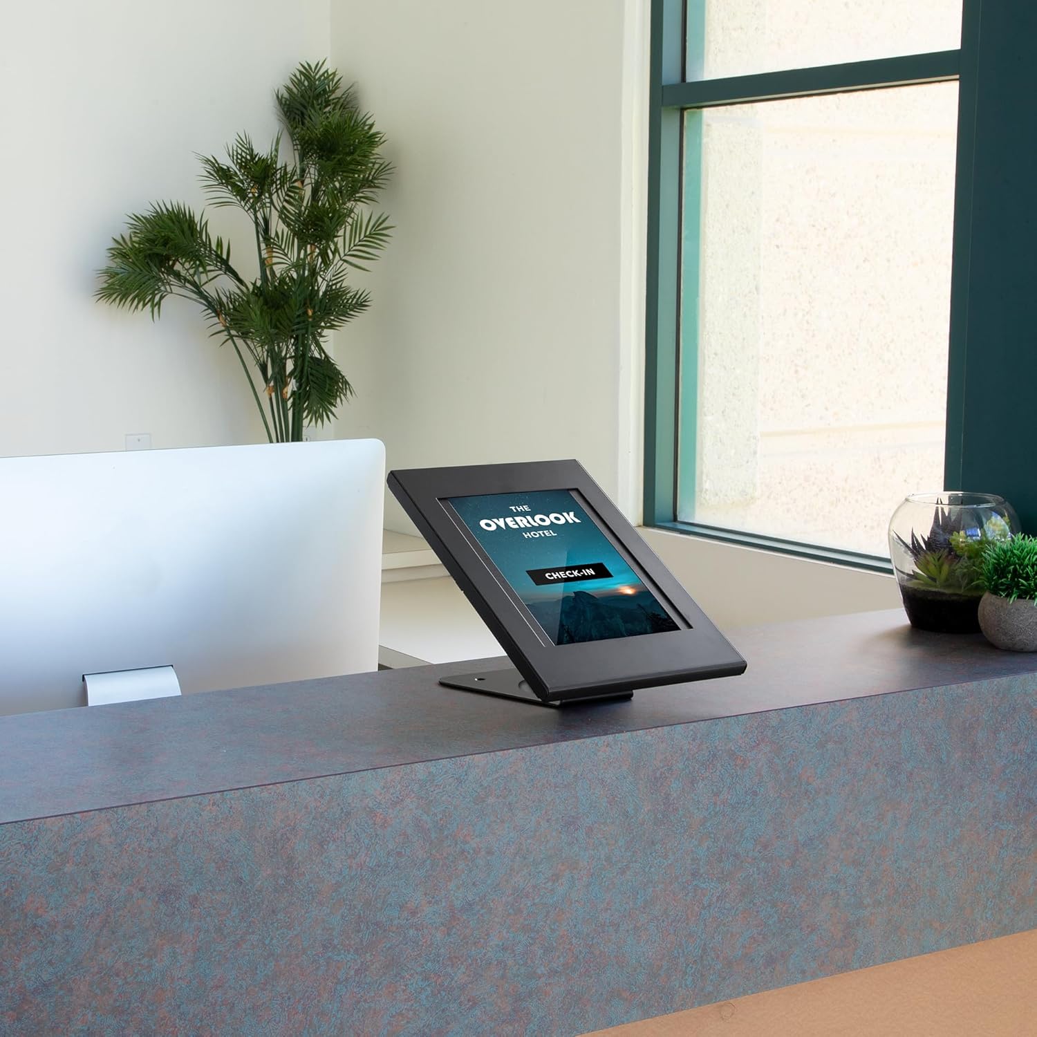 Mount-It! Anti-Theft Tablet Kiosk, Locking Tablet Enclosure with Counter Top and Wall Mount Base