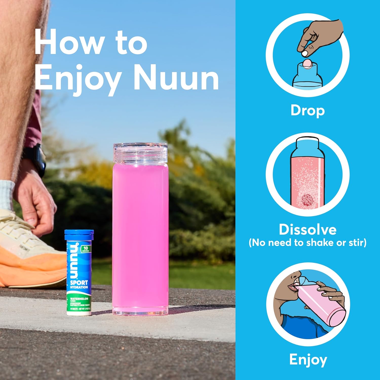 NUUN Sport Electrolyte Tablets with Magnesium, Calcium, Potassium, Chloride & Sodium, Gluten Free & Vegan