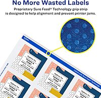 Avery Matte White Square Labels, Sure Feed Technology, 8" x 8"