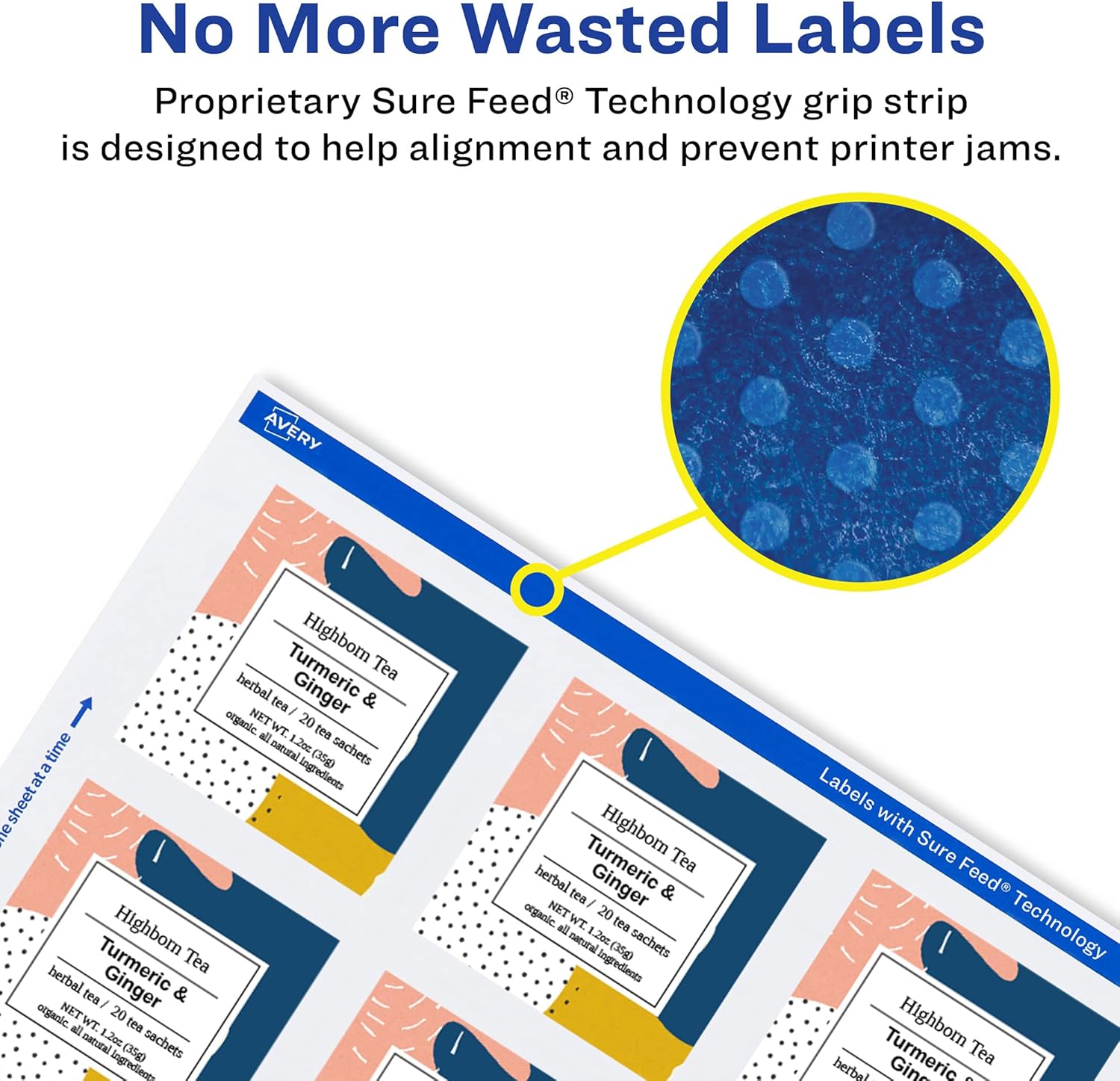 Avery Durable Waterproof Square Labels, Sure Feed Technology, 2" x 2", Print-to-The-Edge