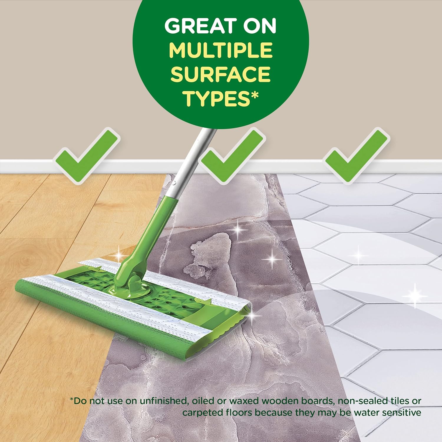 Swiffer Sweeper Wet Mopping Pad Refills for Floor Mop Open Window Fresh Scent 12 Count(Pack of 6)