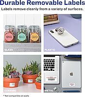 Avery Durable Removable Rectangle Labels, Sure Feed Technology, 1.5" x 2.75", Matte White Film