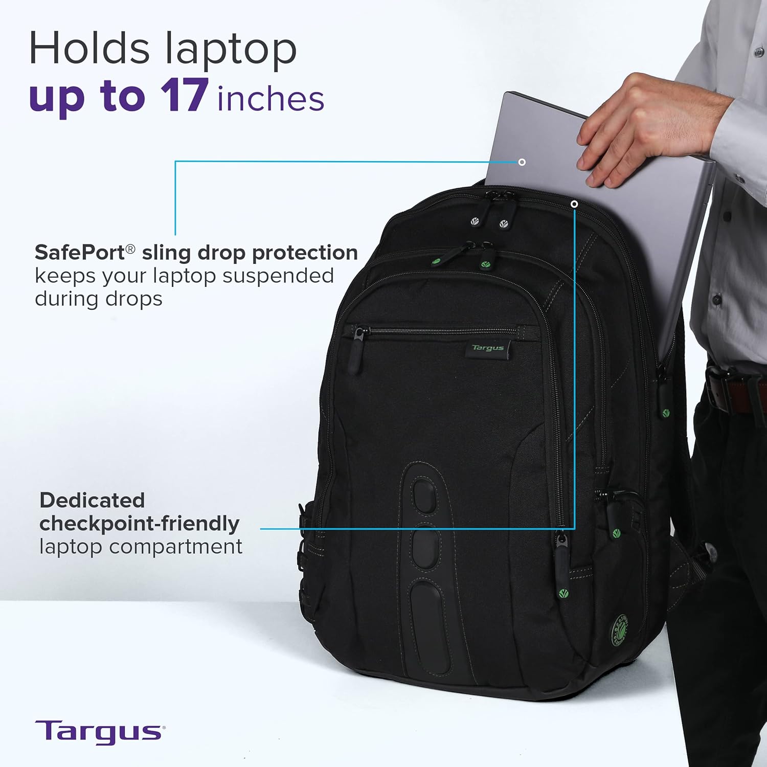 TARGUS Spruce EcoSmart Travel Laptop Backpack, TSA-Friendly