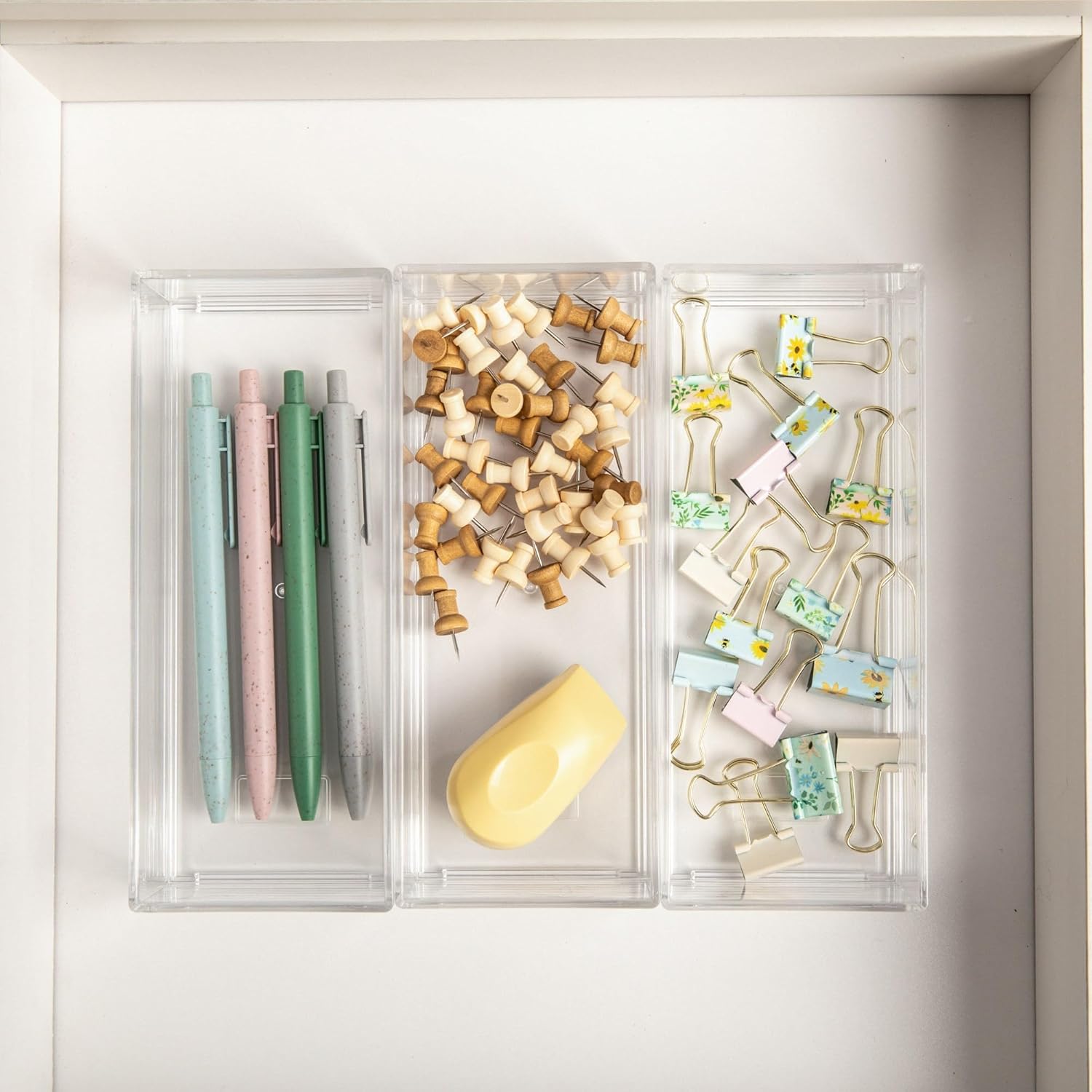 Martha Stewart Brody Stack & Slide Plastic Tray Desktop Organizer, Clear