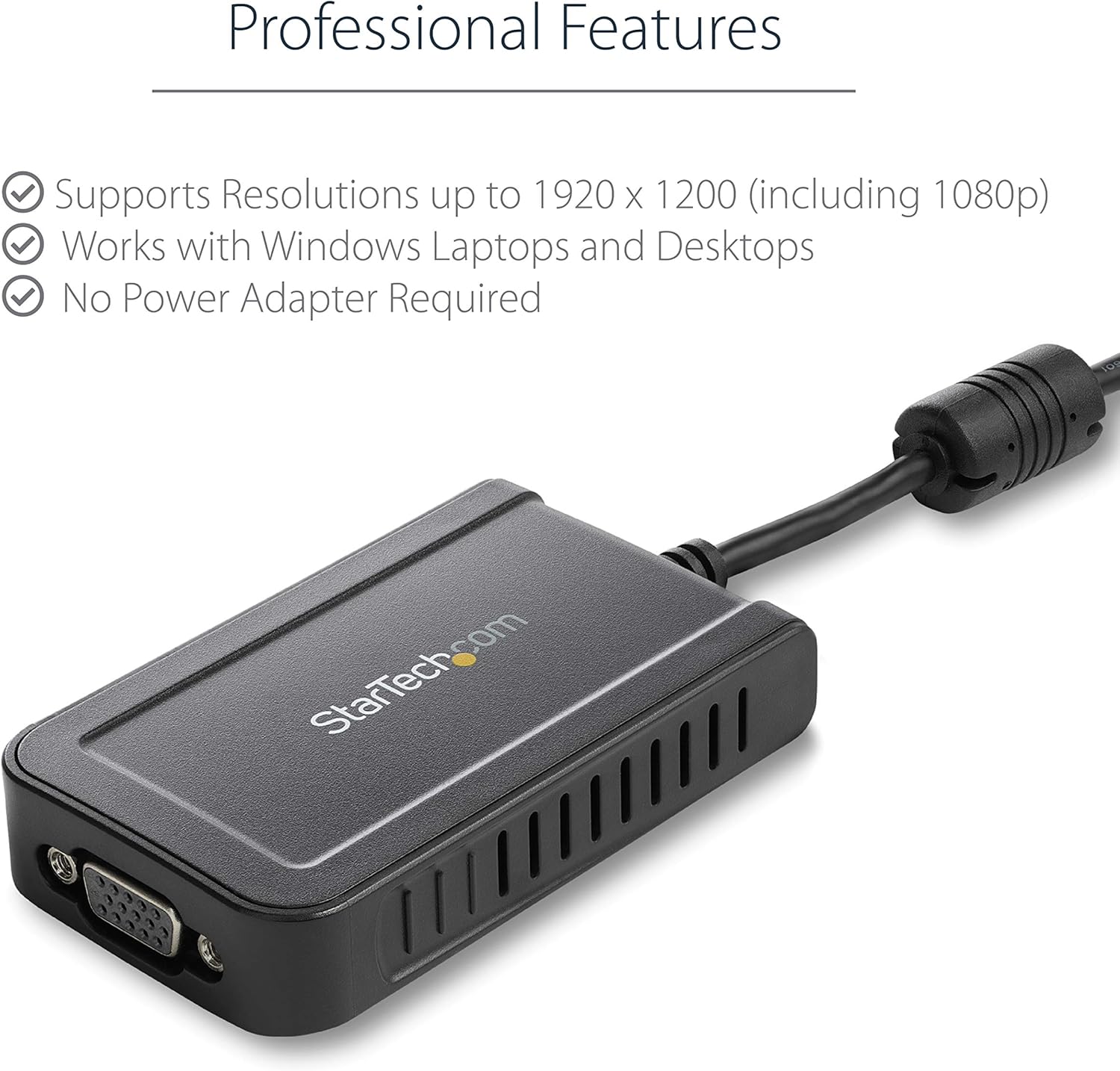 StarTech.com USB 2.0 to VGA Adapter, USB to VGA External Video Adapter for Windows