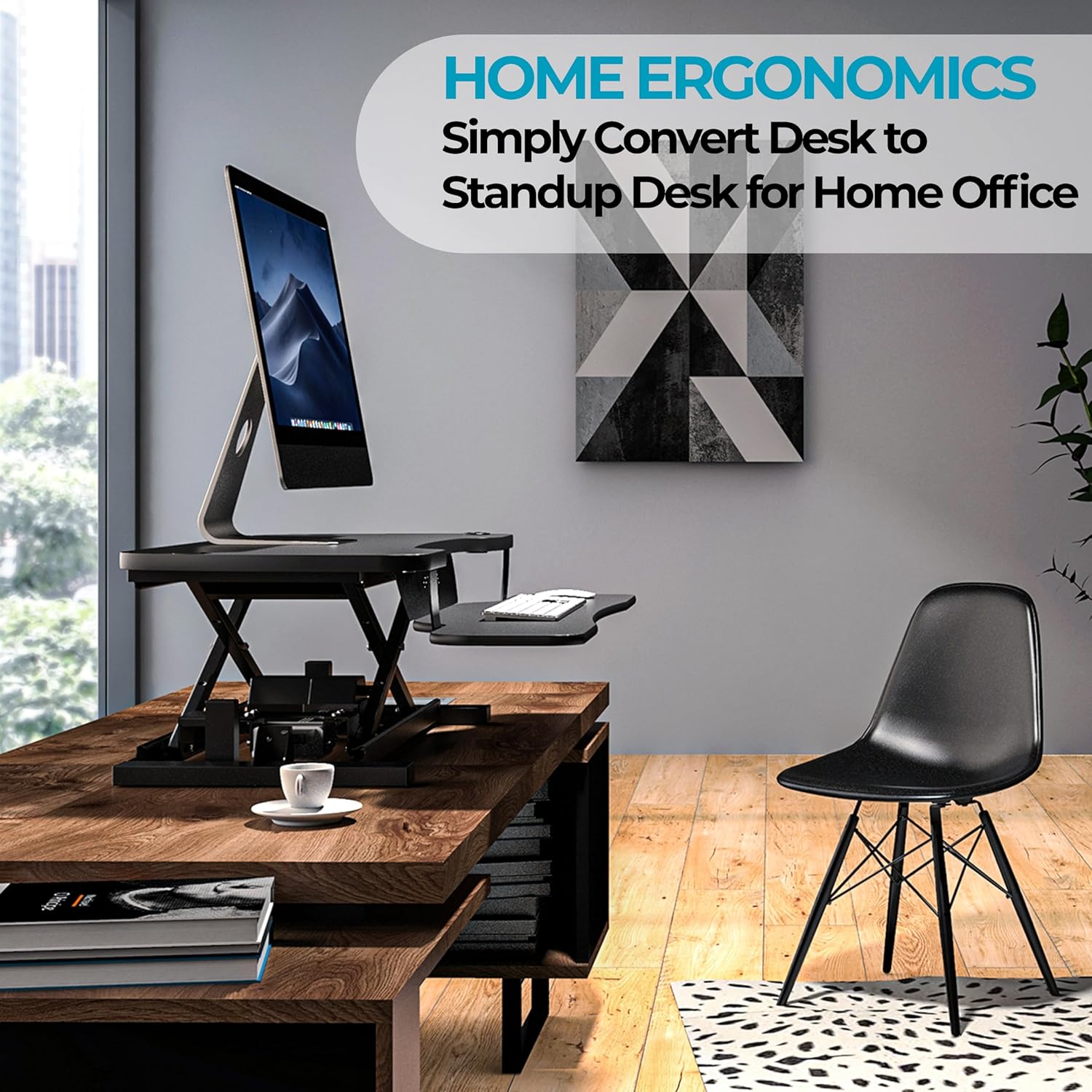 VERSADESK® PowerPro™ 48” x 24” Extra Wide Electric Sit-to-Stand Desk Converter w/ Keyboard Tray for Home or Office | USB