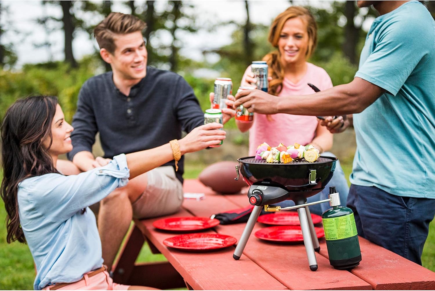 Coleman 24-Piece Enamel Dinnerware Set for Outdoor Dining, Dishwasher Safe, Full Dinnerware & Flatware Set for 4 People