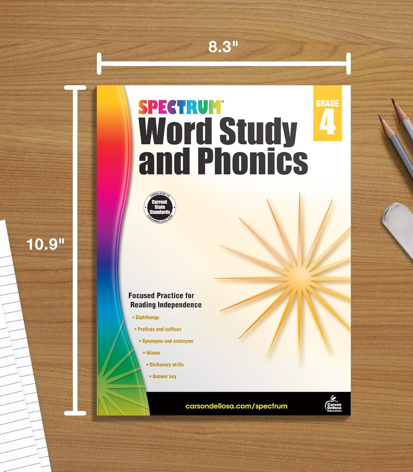 Spectrum Grade 4 Word Study and Phonics Workbooks, Ages 9 to 10, 4th Grade Phonics and Word Study, Dictionary Skills