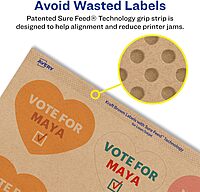 Avery Kraft Brown Heart Labels, Sure Feed Technology, 2-9/32" x 1-27/32", 180 Kraft Brown Labels, Print-to-The-Edge, Laser/Inkjet Printable 180 labels