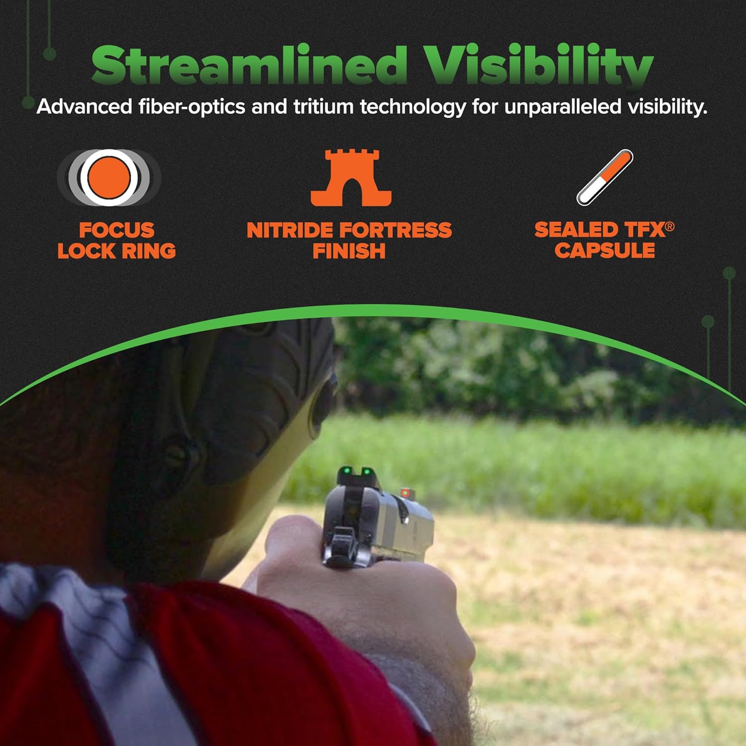 TRUGLO TFX PRO Handgun Night Sights Tritium and Fiber Optic