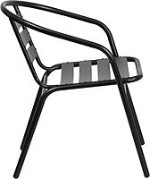 Flash Furniture Lila Black Metal Restaurant Stack Chair with Aluminum Slats Black Set of 1